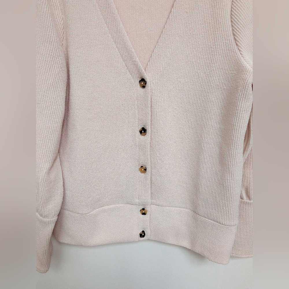 Madewell Cream Ottoman Ribbed Cardigan Sweater With Floral Buttons Size Small - Picture 6 of 13